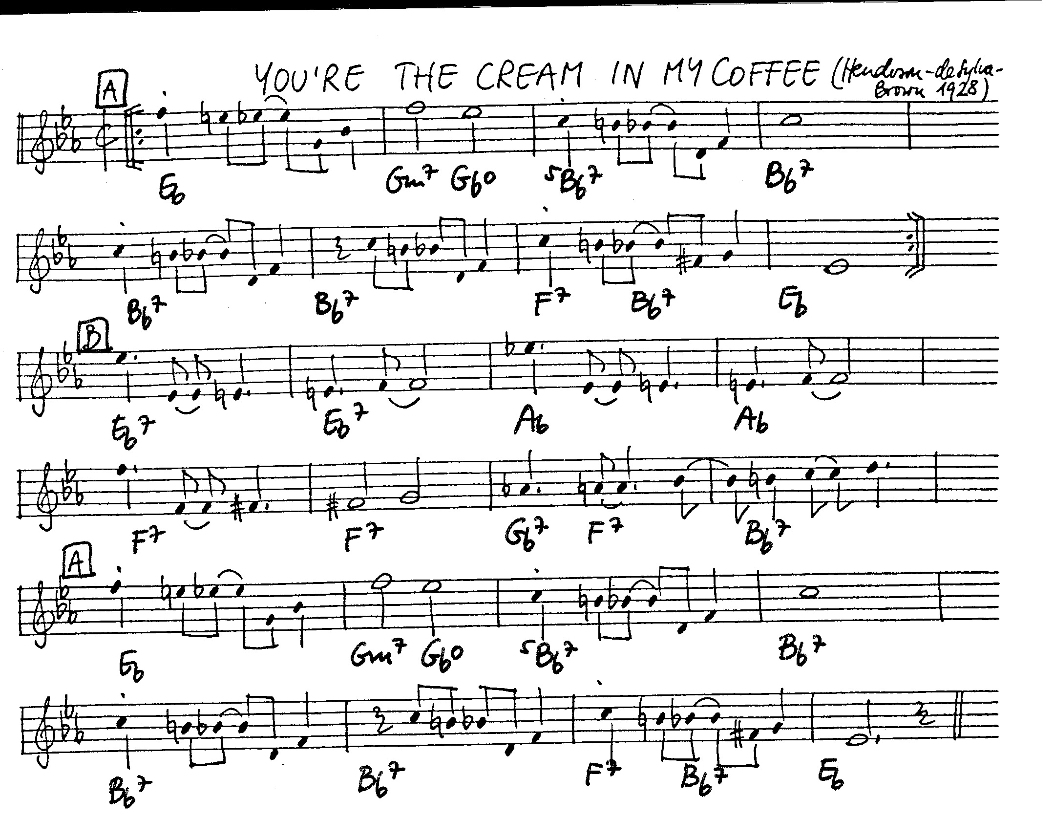 you're the cream in my coffee leadsheet – book us for your next 20s or gatsby event